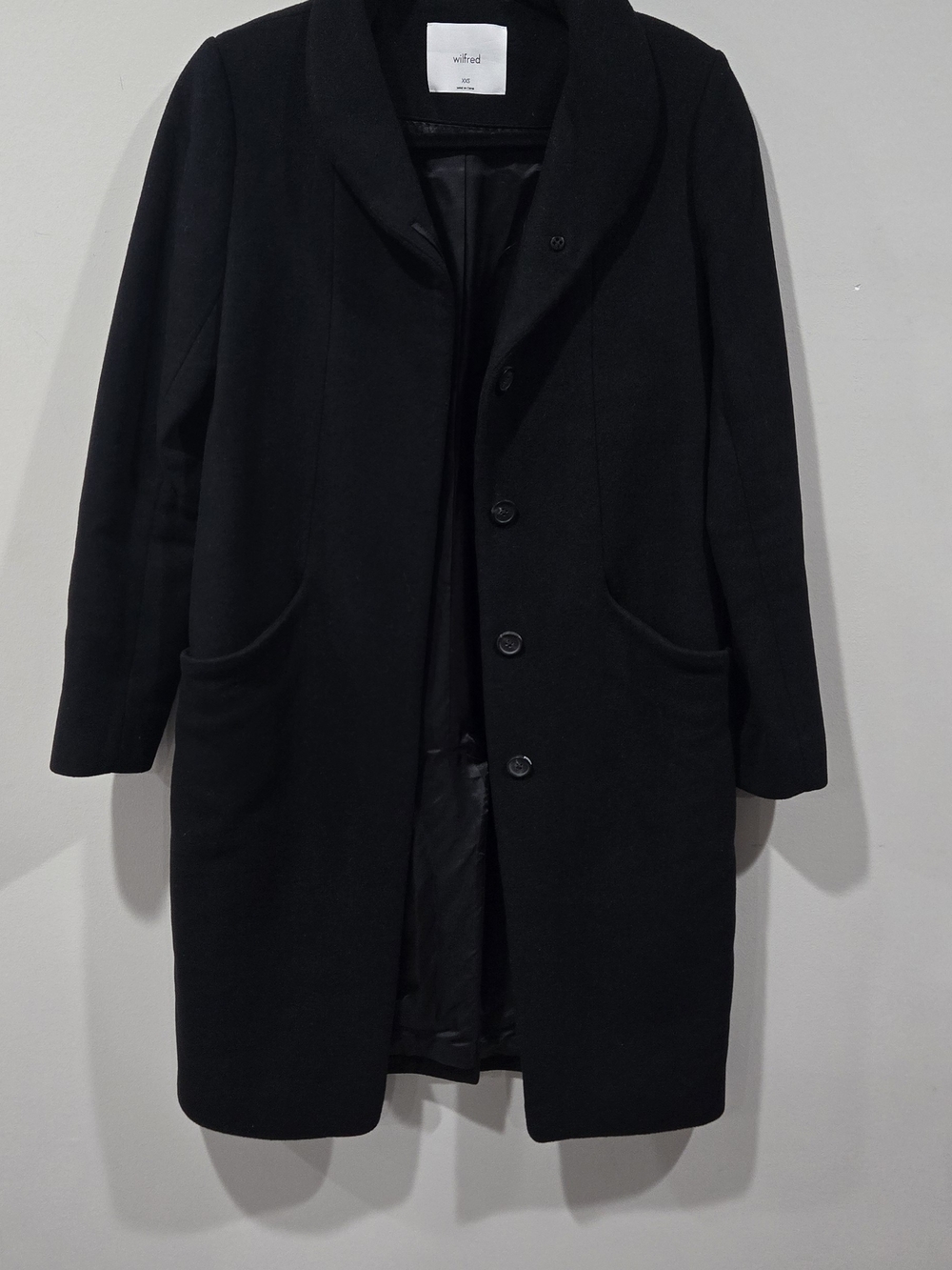 Wilfred The Cocoon Coat Black Wool Blend Size XXS
